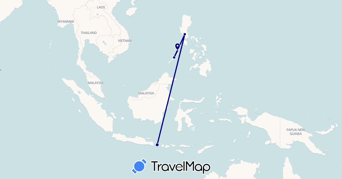 TravelMap itinerary: driving in Indonesia, Philippines (Asia)